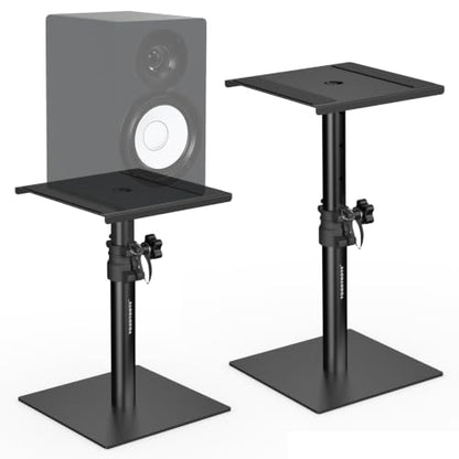 Vondynote Set of 2 Desktop Studio Monitor Speaker Stands Bookshelf Speaker Stands | Set of 2, Flat Base, Adjustable Height 12"-18", Tabletop Monitor Stands