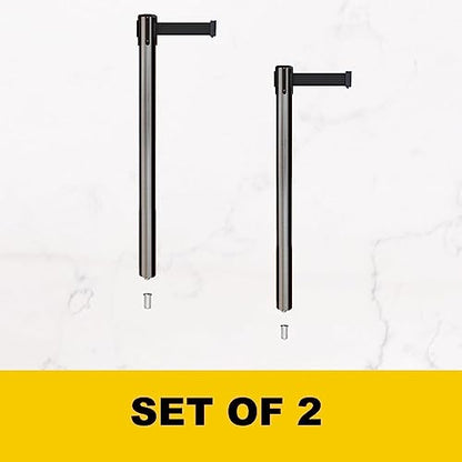 Montour Line MX630SK Retractable Belt Stanchions, Mini Socket Base, 2-Pack - color: Yellow with "CLEANING IN PROGRESS" Black Letters, size: 7.5 ft
