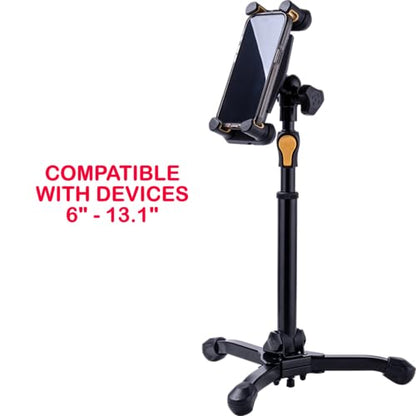 Hercules Stands DG307B-TS2 Tabletop Tablet & Smartphone Stand, 360 Degree Adjustment, One-Handed Height Adjustable, Weighted Base, Compatible with iPad & Samung Galaxy Tablet, Bundle w/ Cleaning Cloth - style: Tabletop