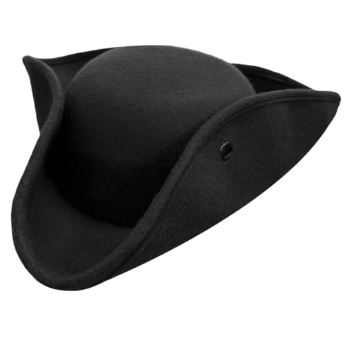 Xuyyicao Black Pirate Hat,Felt Tricorn Costume Colonial Hat | Pirate Costume Accessories Hat for Adult,Halloween,Dress Up,Party