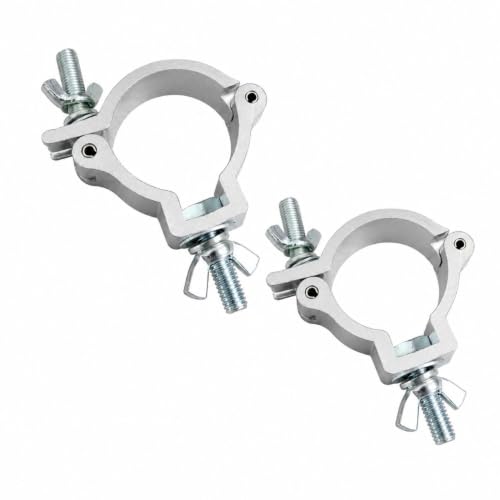 2 Pcs Stage Light Clamp Aluminum Alloy Lighting Hook for 48-51 mm Truss Pipe, Moving Head Beam Par DJ Lights(Silver) - color: Silver