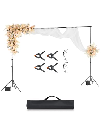 VEVOR Backdrop Stand, 10 x 10 ft Adjustable Photo Backdrop Stand Kit, Portable Background with 4 Crossbars, Heavy Duty Projector Screen , for Wedding, Photo Video Studio & Party - size: 10 x 10 Ft
