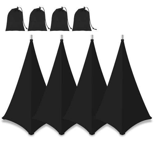 Speaker Stand Cover-Speaker Cloth with 360 Degree Cover, Speaker Tripod Scrim Cover for Speaker/Lighting with Free Travel Bag, 4 Pack Black - color: black, size: 4-pack