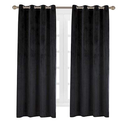 Luxury Velvet Blackout Curtains Panels with Grommet Draperies Eyelet 52Wx72L Inch Black, 2 Panels for Theater,Bedroom, Living Room and Hotel - color: Black, size: 52"W x 72"L (Pack of 2)