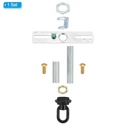 PATIKIL 4" Universal Light Fixture Cross Bar Kit, 1/4 IP Center Ceiling Light Plate Mounting Bracket Canopy Hardware Repair Set with Screw Loop, Black - color: Black