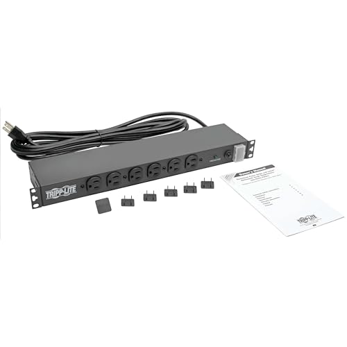 Tripp Lite 14-Outlet Rack Mount Surge Protector Power Strip PDU, 15A, 120V, 3000 Joules, 15ft Cord with 5-15P Plug, 1U Horizontal Rack Mount, Lifetime Manufacturer's Warranty (DRS-1215) - size: 15 Amps, style: Surge Protection