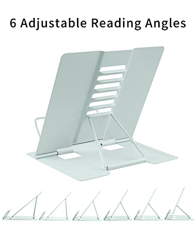 MSDADA Desk Book Stand Metal Reading Rest Book Holder Angle Adjustable Stand Document Holder Portable Sturdy Lightweight Bookstands-Textbooks Tablet Music Books Cook Recipe (Macaron Green) - color: Macaron Green