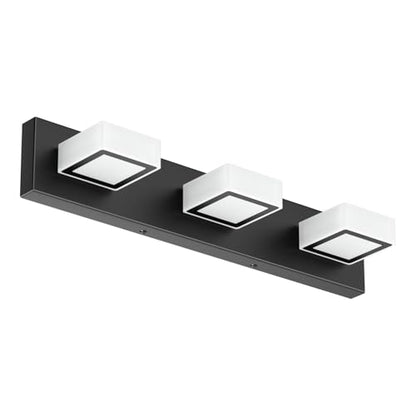 Ralbay Black Bathroom Vanity Lights 24inch Metal Acrylic LED Modern Bathroom Wall Lighting Fixtures Over Mirror Matte Black (White Light 6000K, Non-dimmable) - color: Black-White light, size: 24 inch