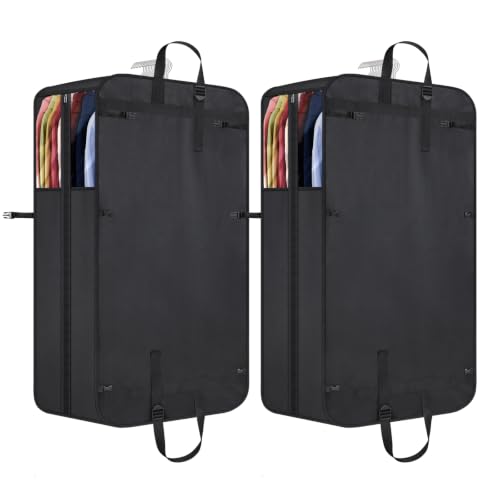 Univivi Garment Bag for Moving, Heavy Duty Suit Bag, 50 Inch, Set of 2 | Large Travel Bag for Moving, Non-woven Fabric, Suit Cover with Clear Window, Handles and Buckle Straps for Suit, Coat, Jacket - size: 24"X50"- 2pcs