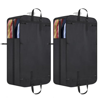 Univivi Garment Bag for Moving, Heavy Duty Suit Bag, 50 Inch, Set of 2 | Large Travel Bag for Moving, Non-woven Fabric, Suit Cover with Clear Window, Handles and Buckle Straps for Suit, Coat, Jacket - size: 24"X50"- 2pcs