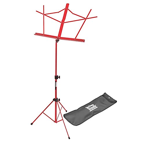On-Stage SM7122RB Compact Folding Sheet Music Stand with Bag, Red - color: Red