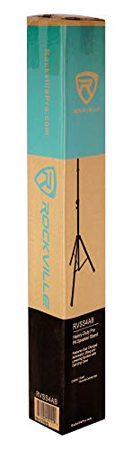 Rockville RVSS4AB DJ PA Tripod Speaker Stand, Black, Hydraulic Auto Lift | Auto Lowering, 154 lbs Capacity, 42-79 in. Height, Steel and Aluminum, Lightweight, Travel Bag Included