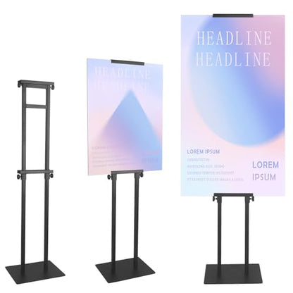 QKA Poster Stand for Display, Double Sided Pedestal Sign Holder , Heavy Duty Adjustable Floor Standing Height to 75 inches, Easy to Install, Suitable for Exhibitions,restaurants,theaters