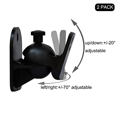Speaker Mounts for Wall, 2 Pack Speaker Wall Mount Surround Speaker Bracket | Black Wall Mounts for Surround Sound Speakers | Satellite Small Speaker Mounting Brackets for Home Theater