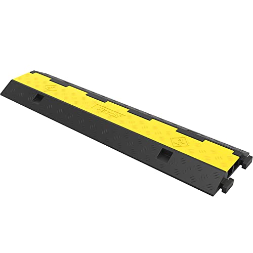 VEVOR Cable Protector Ramp, 5 Packs 2 Channels Speed Bump, Rubber Modular Humps Rated 11000 LBS Load Capacity, Protective Wire Cord Ramp Driveway Rubber Traffic Speed Bumps Cable Protector | Traffic Speed Bump, Modular Interlocking Connection, Protective
