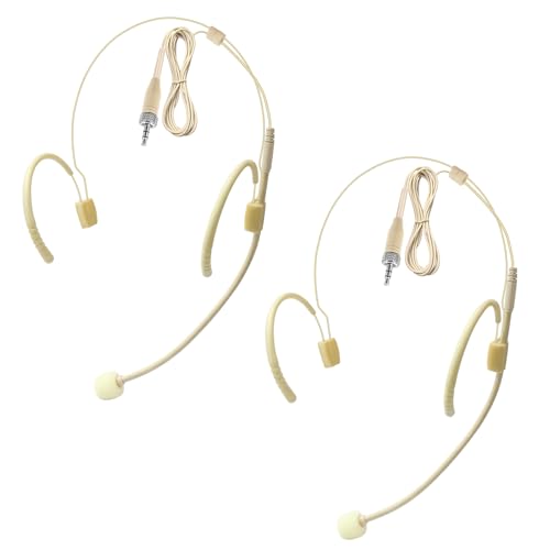 2 Pack Headset Headworn Microphone Double Over-Ear Mic for Sennheiser | Hanging Condenser Omnidirectional Mic,3.5mm Stereo Female Screw Lock Plug,Ideal for Lectures, Live Performance, Theater - size: 2 Pack