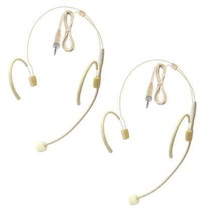 2 Pack Headset Headworn Microphone Double Over-Ear Mic for Sennheiser | Hanging Condenser Omnidirectional Mic,3.5mm Stereo Female Screw Lock Plug,Ideal for Lectures, Live Performance, Theater - size: 2 Pack
