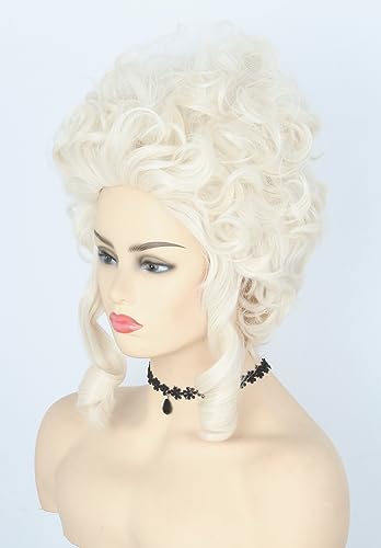 Topcosplay Blonde Short Big Hair Wig Halloween Costume Cosplay Wigs for Women Baroque Beehive Wig - color: Blonde