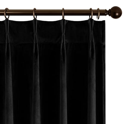 Joydeco Pinch Pleated Velvet Curtains 108 Inch Long 2 Panel Set,Black Velvet Curtains for Living Room Bedroom, Back Tab Thermal Insulated Blackout Drapes with Adjustable Hooks (40”W x108”L,Black) - color: Black, size: 40"W x 108"L (Pack of 2)