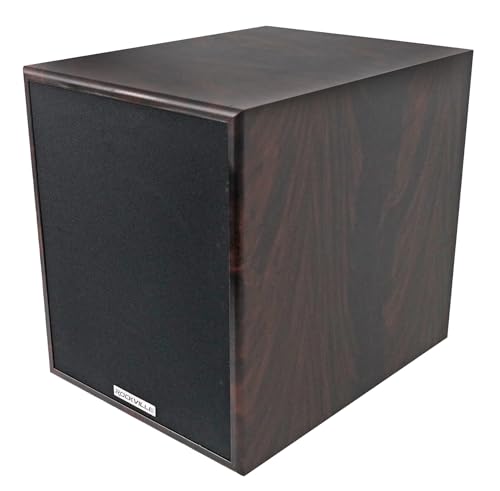 Rockville Rock Shaker 10" Dark Wood Powered Subwoofer Home Theater | 600W Peak, 300W RMS, RCA In/Out, High-Level In/Out, 20Hz-200Hz Response, MDF Enclosure, Class D Amplifier - color: Dark Wood