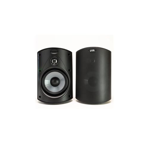 Polk Audio Atrium 4 Weatherproof Outdoor Speakers with Powerful Bass (Pair, Black), All-Weather Durability, Broad Sound Coverage, Speed-Lock Mounting System (Pack of 6) - color: Black, size: 6 Speakers, style: Atrium 4