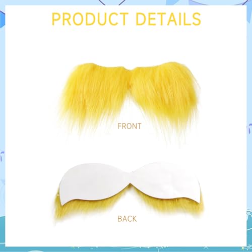 NUMJAW Yellow Mustache Costume Adhesive Mustache Eyebrows The Yellow Hat Monster Costume Fake Mustache Eyebrows Cosplay Costume Accessories Funny Party Favors Book Week Costume Accessories