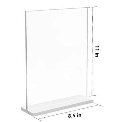 MaxGear Acrylic Sign Holder 8.5" x 11" Double Sided Acrylic Stand, 3 Pack | Clear Acrylic, Double-Sided Display, Stable Tabletop Stand, Quick Paper Replacement, Fits Menus, Signs, Notices, Photos - size: Slot-3pack