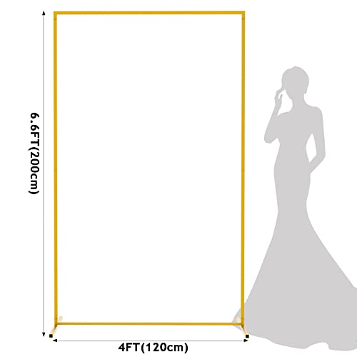 Wokceer Square Backdrop Stand Gold Metal Wedding Arch Stand 6.6FT x 4FT - color: Gold, size: 6.6FT x 4FT