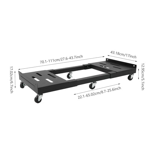 2000LBS Heavy Duty Moving Dolly with 6 Swivel Wheels, Expandable Furniture Dolly Cart Up to 43.7” Wide, Thicken Steel Frame Appliance Mover for Building Materials, Heavy Equipment, All Terrain Use