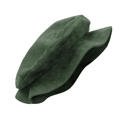 FURPHI Medieval Tudor Flat Cap Faux Suede Beret Hat Renaissance Festival Costume Accessories for Men Women - color: Green