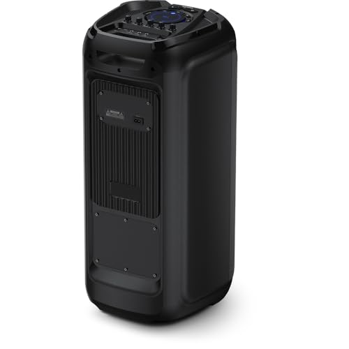PHILIPS Bluetooth Party Speaker, 120W Powerful Sound with Dynamic Bass Boost, 10 RGB Light Modes, Karaoke Mic & Guitar Inputs, FM Radio, USB/TF/AUX Playback, Portable Handle, Remote Control (Corded) - style: Corded