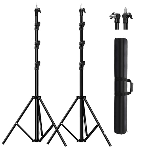 2Pack 118"/3m Heavy Duty Light Stands Spring Cushioned Stands | Max Load Bearing: 10KG / 22LB Portable with Carry Bag for Photography Shooting Photo Video Studio - color: 2 pack black