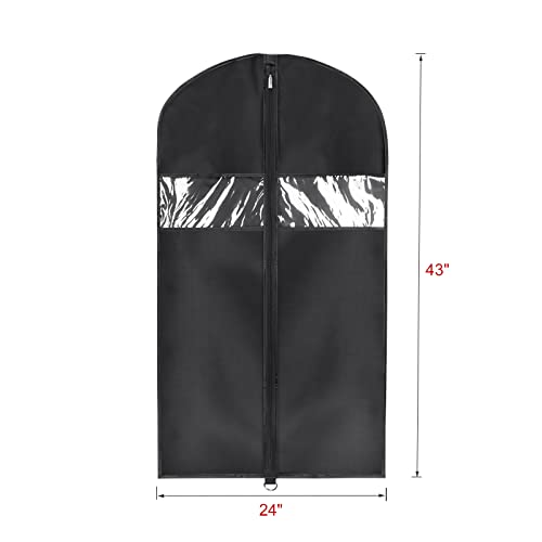 Univivi Garment Bag Suit Bag for Storage and Travel, 43 Inch, Set of 3 | Travel Bag with Zipper and Visible Transparent Window, Oxford Fabrics, Foldable Washable Suit Cover for Jacket, Suits, Coats - size: 24"X43"-3pcs - Oxford