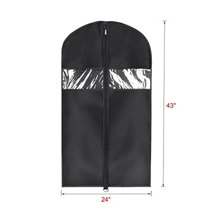 Univivi Garment Bag Suit Bag for Storage and Travel, 43 Inch, Set of 5 | Travel Bag with Zipper and Visible Transparent Window, Oxford Fabrics, Foldable Washable Suit Cover for Jacket, Suits, Coats - size: 24"X43"-5pcs - Oxford
