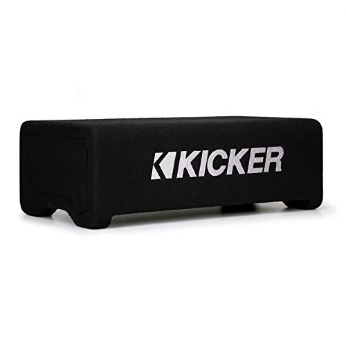 Kicker 48CDF104 Comp 10" Subwoofer Down-Firing Enclosure 4 Ohm (Renewed) | Loaded 10 inch sub and box combo ready to wire, floor-facing bass output, fits trunks and cargo areas, simple amp hookup