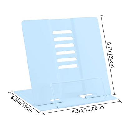 Honagu Metal Desk Book Holder, Adjustable Cookbook & Document Holder, Portable Bookstand for Music Books, Textbooks, Recipes, Tablets & iPads (Macaron Blue) - color: Macaron Blue