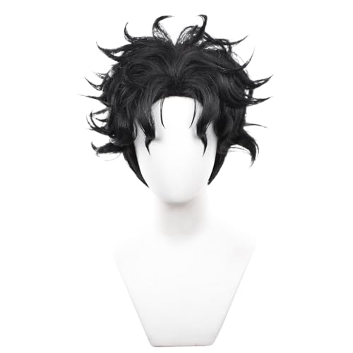 Men Black Short Wrap Cosplay Wig Replacement Wig Heat Resistan Synthetic Fiber Hairs for Uniex Adult Cos Halloween Christmas Anime Party - color: Black
