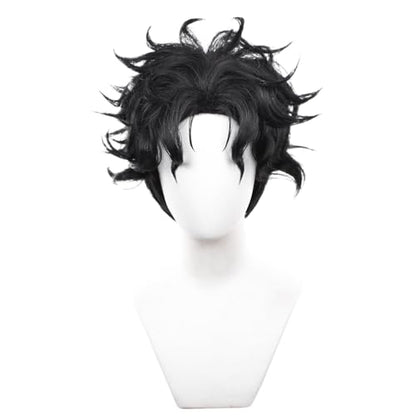 Men Black Short Wrap Cosplay Wig Replacement Wig Heat Resistan Synthetic Fiber Hairs for Uniex Adult Cos Halloween Christmas Anime Party - color: Black
