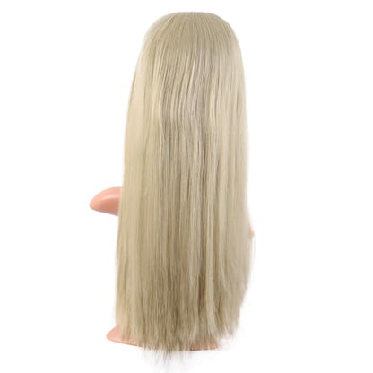 MapofBeauty 24 Inch Long Straight Flat Bangs Party Cosplay Wig, Blonde | 60 cm Synthetic Hair Wig, Heat Resistant, Women - color: Blonde