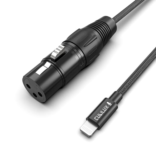 XLR Female to Lightning Microphone Cable for Recording, Karaoke, XLR Dynamic Microphone to Lightning Braided Cable for iPhone 14/13/12 pro max, iPad 9/8/7, iPod, 2m/6.5FT