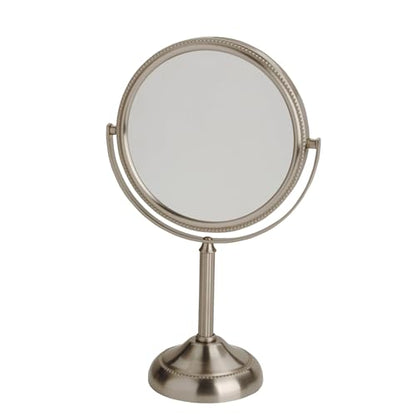 JERDON 6" Tabletop Makeup Mirror - 10X Magnification - Nickel - JP910NB | Two-Sided Swivel Design, 11" Tall, Portable - color: Nickel