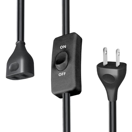 [UL Listed] 6 Ft Black 2 Prong Polarized Extension Cord with On/Off Switch - color: Black with Switch 3A 375W, size: 6FT
