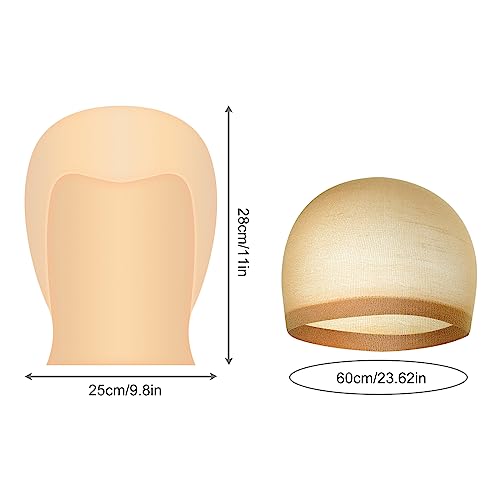 Bald Cap Halloween, 2Pcs Nylon Wig Caps 2Pcs Latex Makeup Bald Cap for Adults Women Men Costume Accessory for Theme Halloween Party Cosplay - style: Style a