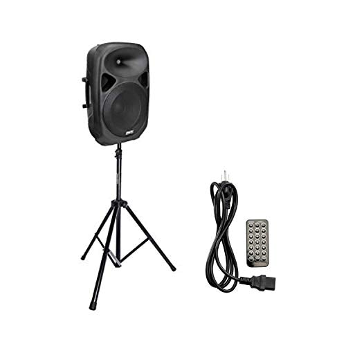 LyxPro SPA15 15" Portable PA Speaker System With Metal Tripod Stand Combo Kit Power Active Power Amplifier Equalizer Bluetooth SD Slot USB MP3 XLR 1/4" 1/8" 3.5mm Inputs Remote Control Carry Handles - size: 15 Inch + Stand