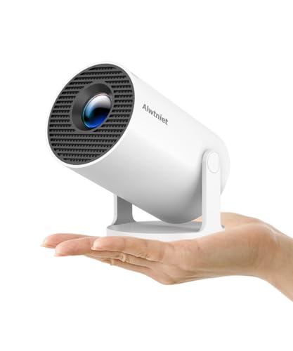 Mini Projector with Wifi 6 and Bluetooth5.4, Portable Projector 4K Support, Android 14 Smart Proyector with 200ASIN & Auto Keystone, Alwtniet HY300Pro Small Proyector for Bedroom, Movie, Outdoor - color: White