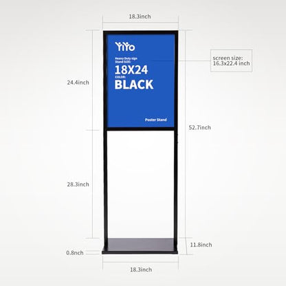 YIYO Sign holder floor stand, sign holder stand heavy Duty Pedestal poster stand for display,18×24 inch slide-in double sided poster sign holder floor standing Display Advertising (18×24)