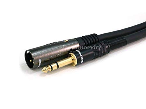 Monoprice 104759 1.5-Feet Premier Series XLR Male to 1/4-Inch TRS Male 16AWG Cable Black - size: 1.5ft