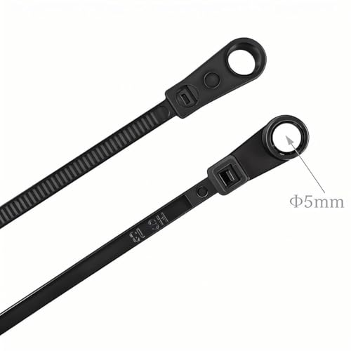 HS Heavy Duty Cable Ties with Screw Holes (100 Pack) 11.8 Inch Mounting Head Electrical Zip Ties 50 LBS,UV Black - size: 11.8" (100 Pack)