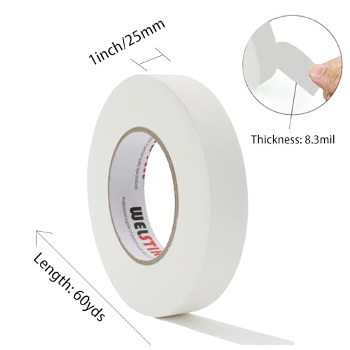 WELSTIK 1 Pack Gaffer Tape White,1" X 60 Yards-60 Yards Length-Suitable for DIY Projects, Heavy Duty Gaffer Floor Tape for Hockey Sticks,Wall Cracks, Bug Holes,Non-Reflective Easy to Rip - color: White