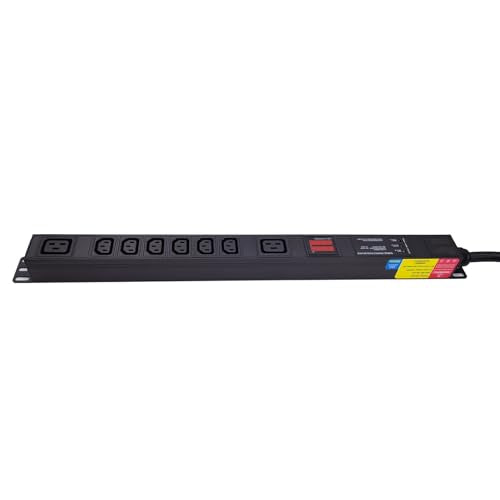 30A Metered Rack PDU, L6-30P Power Distribution Unit with 8 Outlets (6 C13 & 2 C19), 120-240V 7.2kW Server Rack Power Strip with Aluminum Alloy Housing and 6ft Cord - color: 6 C13 + 2 C19 Metered